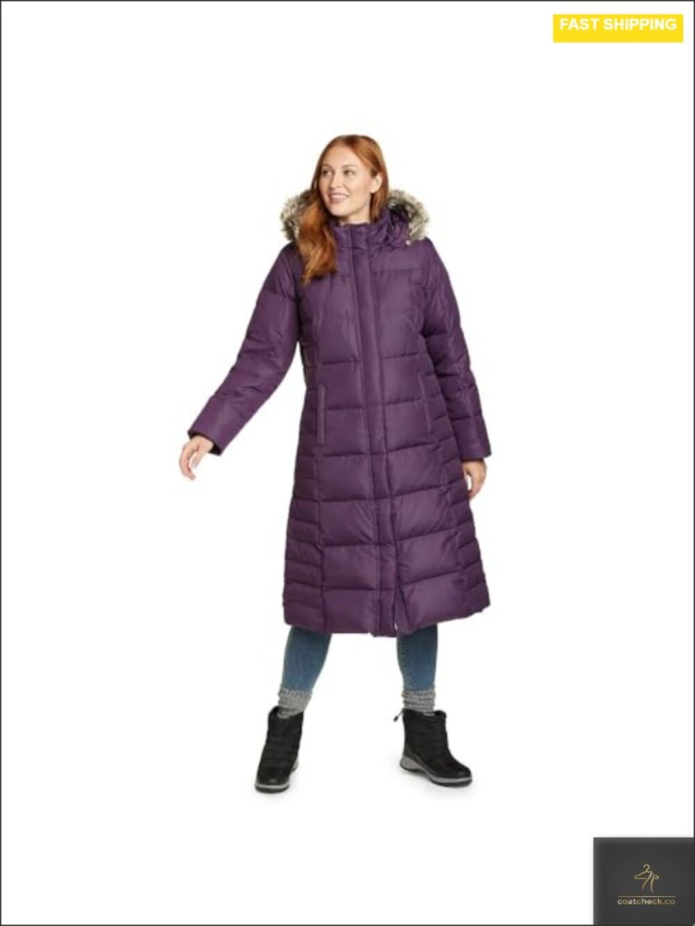 Women's 650 Fill Down Duffle Coat Long Hooded Zip Puffer Winter